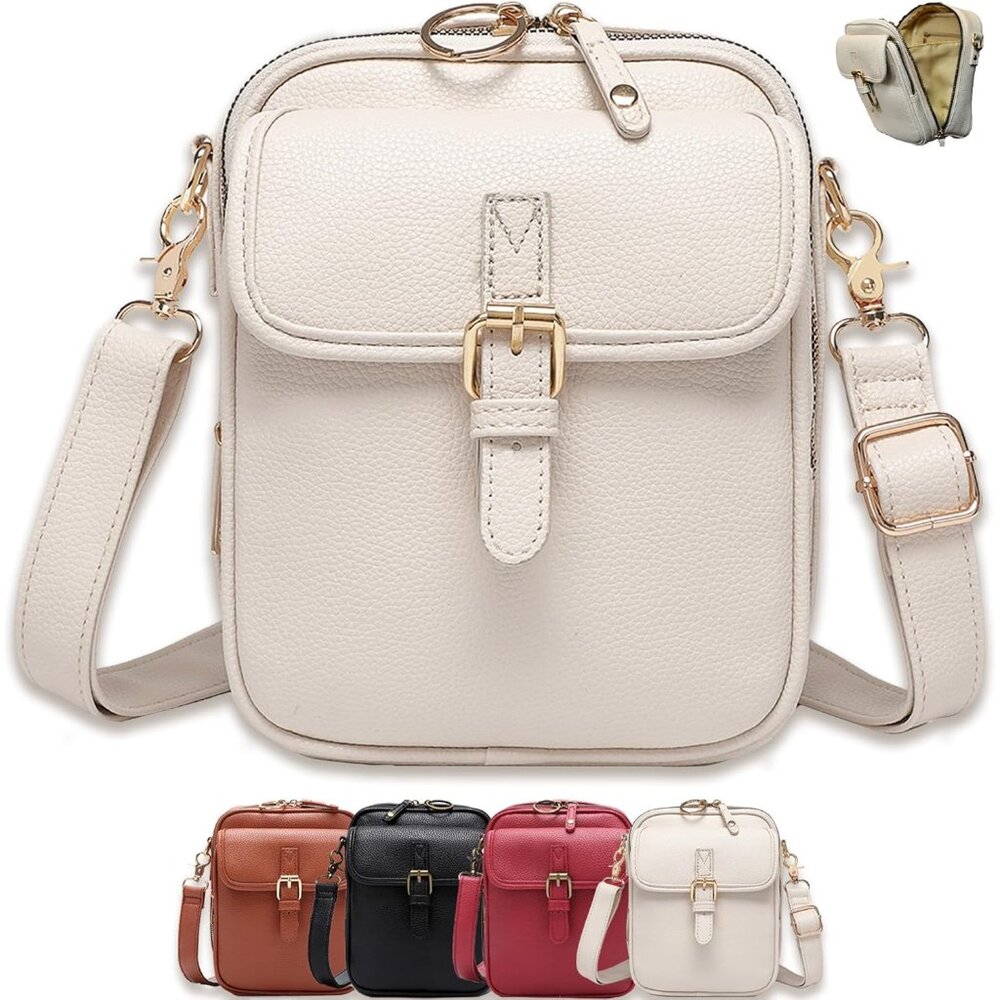 Compact Rfid-Blocking Crossbody Purse With 10 Card Slots & Zippered Pockets